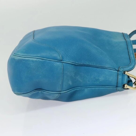 GUCCI Bamboo Hand Bag Leather 2way Blue Gold - Picture 4 of 16